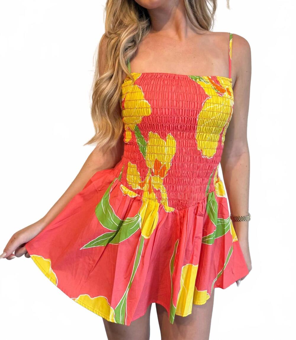 NEW ADELINE tropical tide dress in coral